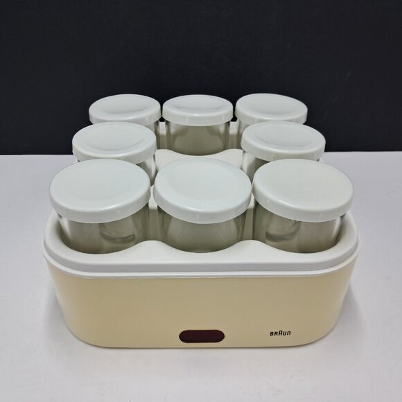 Braun YG-2 Yogurt Maker Type 4-633 - 8 Yogurt Jars- Made in Spain-Some Yellowing - Picture 2 of 6